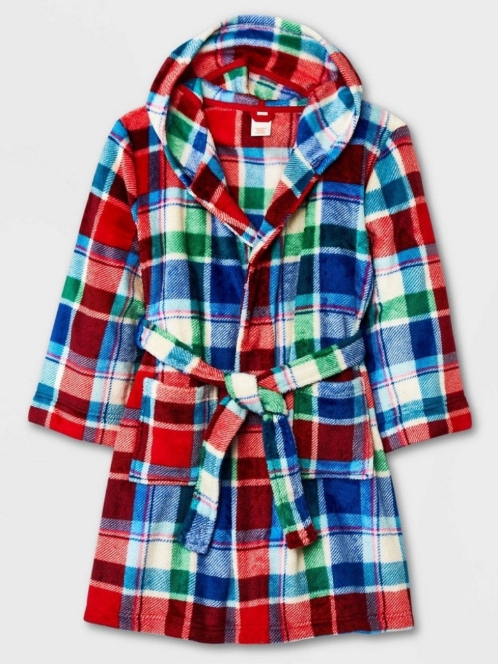 Cat & Jack Plaid Hooded Robe M